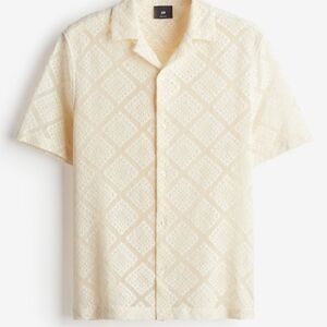 H&M Cream Lightweight Casual Button Down Shirt